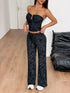 'Zelda' Strapless Crop Top and Wide Leg Pants Set - Celes Fashion